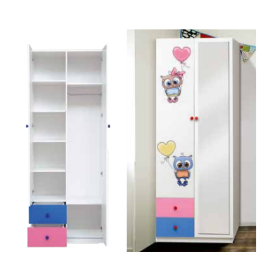 Шкаф 2-х дверный ''Совята'' комбинированный с зеркалом